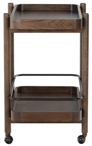 Safavieh Krystof Wood 2 Shelf Barcart - Stylish Blend Of Modern Elegance And Versatile Charm For Any Space Walnut Wood ,Metal Sfv4249b