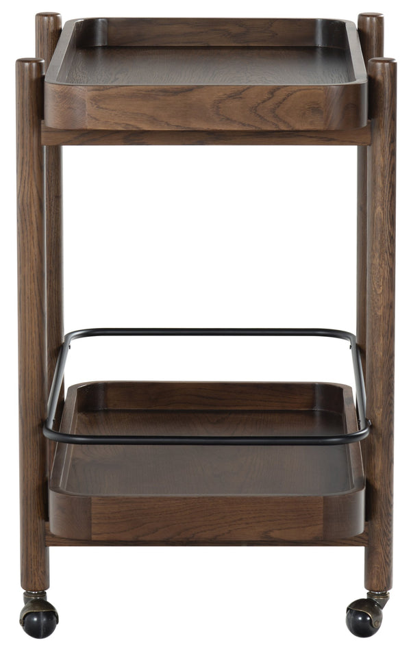 Safavieh Krystof Wood 2 Shelf Barcart - Stylish Blend Of Modern Elegance And Versatile Charm For Any Space Walnut Wood ,Metal Sfv4249b