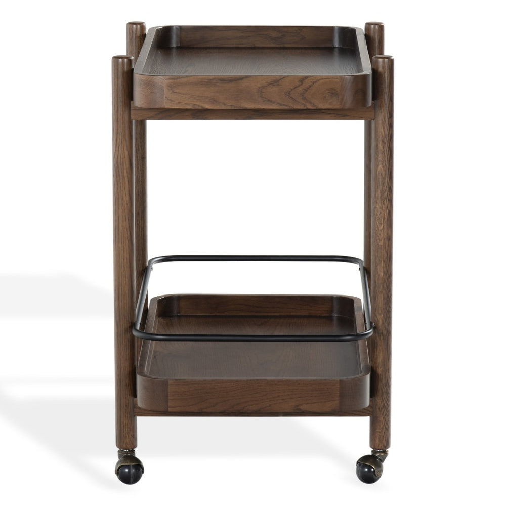 Safavieh KRYSTOF Wood 2 Shelf Barcart – Stylish & Functional Storage Solution for Modern Entertaining Spaces Walnut SFV4249B