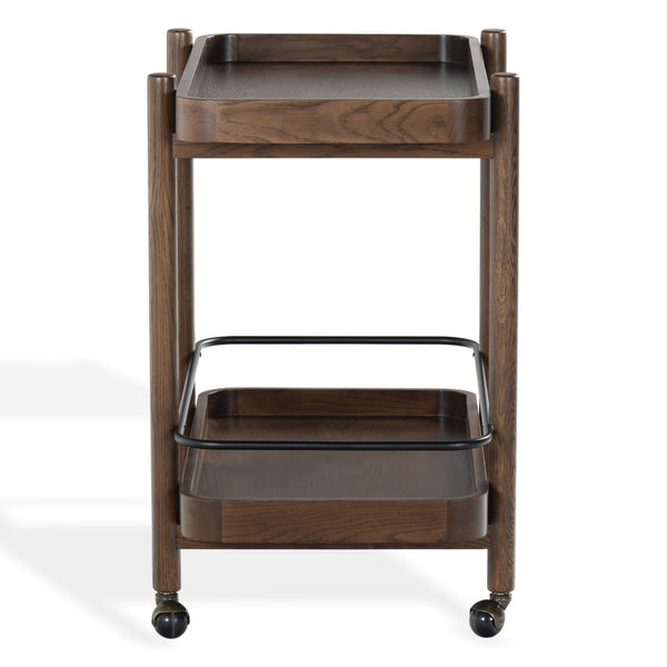 Safavieh Krystof Wood 2 Shelf Barcart - Stylish Blend Of Modern Elegance And Versatile Charm For Any Space Walnut Wood ,Metal Sfv4249b