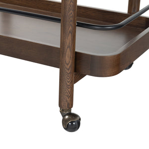 Safavieh Krystof Wood 2 Shelf Barcart - Stylish Blend Of Modern Elegance And Versatile Charm For Any Space Walnut Wood ,Metal Sfv4249b