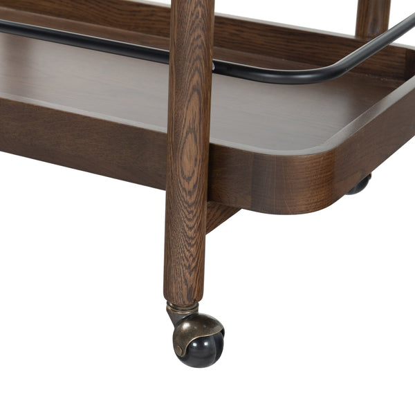 Safavieh Krystof Wood 2 Shelf Barcart - Stylish Blend Of Modern Elegance And Versatile Charm For Any Space Walnut Wood ,Metal Sfv4249b