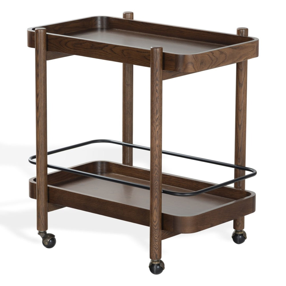 Safavieh KRYSTOF Wood 2 Shelf Barcart – Stylish & Functional Storage Solution for Modern Entertaining Spaces Walnut SFV4249B