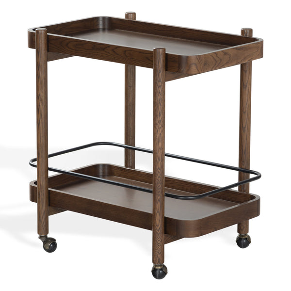 Safavieh Krystof Wood 2 Shelf Barcart - Stylish Blend Of Modern Elegance And Versatile Charm For Any Space Walnut Wood ,Metal Sfv4249b