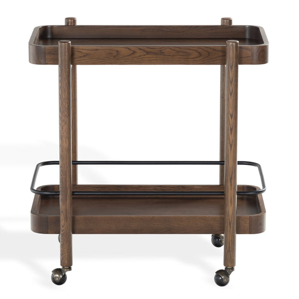 Safavieh Krystof Wood 2 Shelf Barcart - Stylish Blend Of Modern Elegance And Versatile Charm For Any Space Walnut Wood ,Metal Sfv4249b