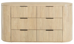 Rikki Fluted 6-Drawer Wood Dresser — Spacious Solid & Engineered Wood Storage With Textured Fronts