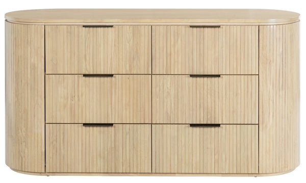 Rikki Fluted 6-Drawer Wood Dresser — Spacious Solid & Engineered Wood Storage With Textured Fronts