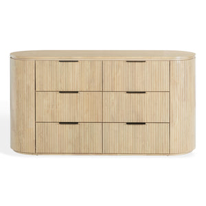 Rikki Fluted 6-Drawer Wood Dresser — Spacious Solid & Engineered Wood Storage With Textured Fronts