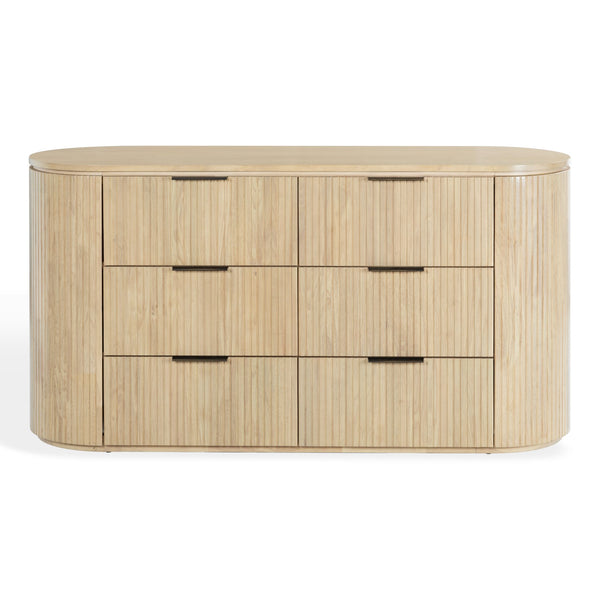 Rikki Fluted 6-Drawer Wood Dresser — Spacious Solid & Engineered Wood Storage With Textured Fronts