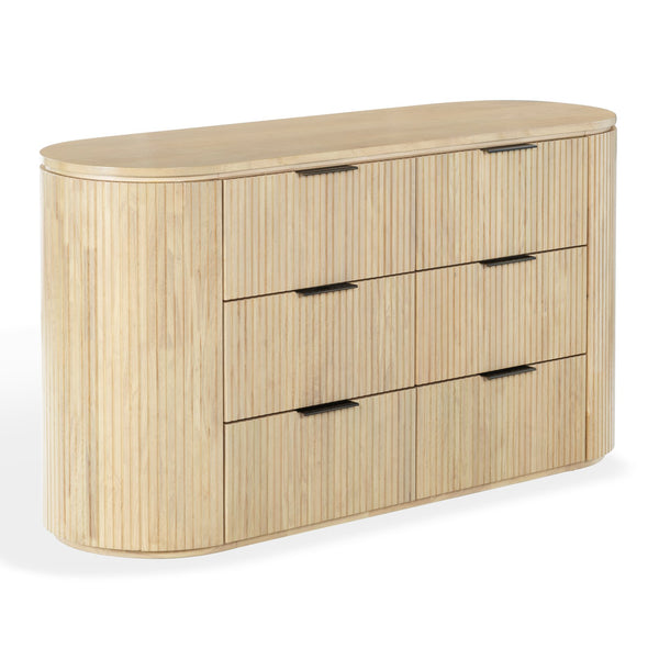Rikki Fluted 6-Drawer Wood Dresser — Spacious Solid & Engineered Wood Storage With Textured Fronts