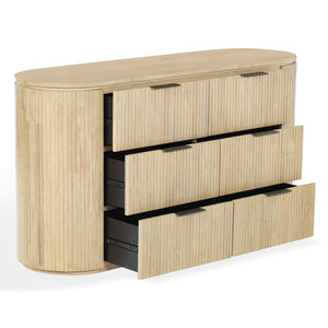 Rikki Fluted 6-Drawer Wood Dresser — Spacious Solid & Engineered Wood Storage With Textured Fronts