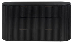 Rikki Fluted 6-Drawer Wood Dresser — Spacious Solid & Engineered Wood Storage With Textured Fronts