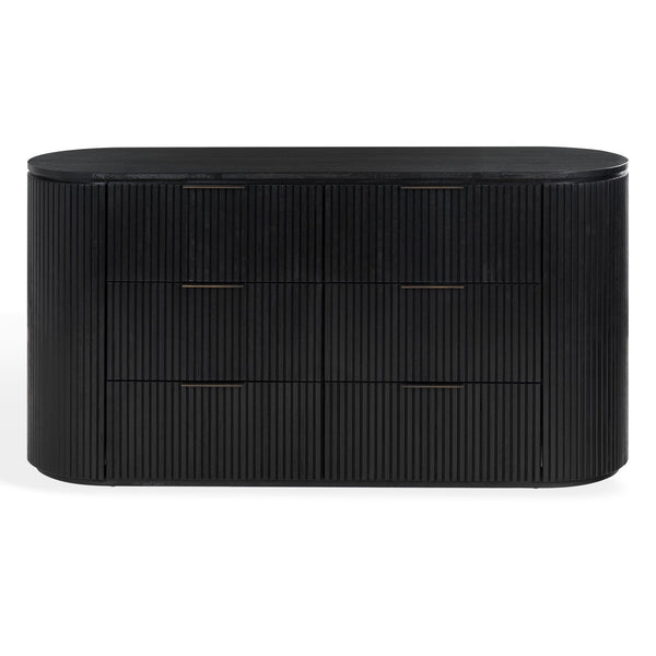 Rikki Fluted 6-Drawer Wood Dresser — Spacious Solid & Engineered Wood Storage With Textured Fronts