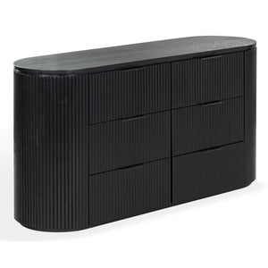 Rikki Fluted 6-Drawer Wood Dresser — Spacious Solid & Engineered Wood Storage With Textured Fronts