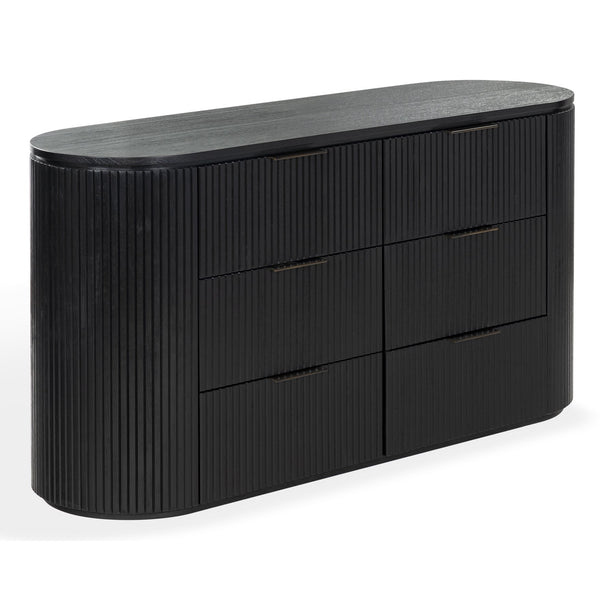 Rikki Fluted 6-Drawer Wood Dresser — Spacious Solid & Engineered Wood Storage With Textured Fronts