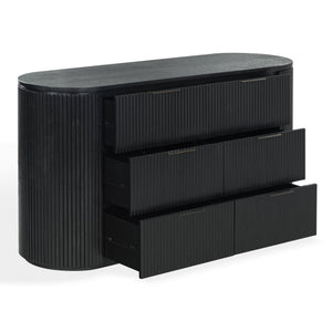 Rikki Fluted 6-Drawer Wood Dresser — Spacious Solid & Engineered Wood Storage With Textured Fronts