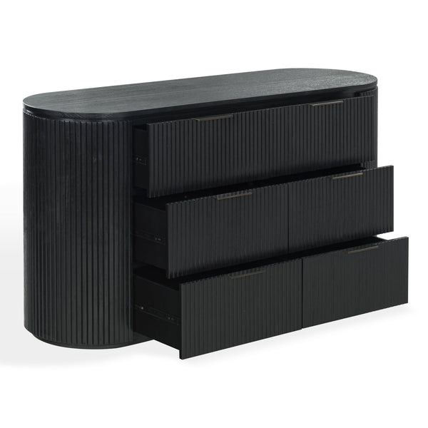Rikki Fluted 6-Drawer Wood Dresser — Spacious Solid & Engineered Wood Storage With Textured Fronts
