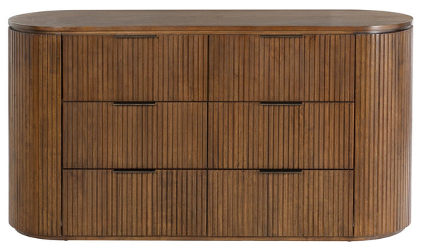 Rikki Fluted 6-Drawer Wood Dresser — Spacious Solid & Engineered Wood Storage With Textured Fronts