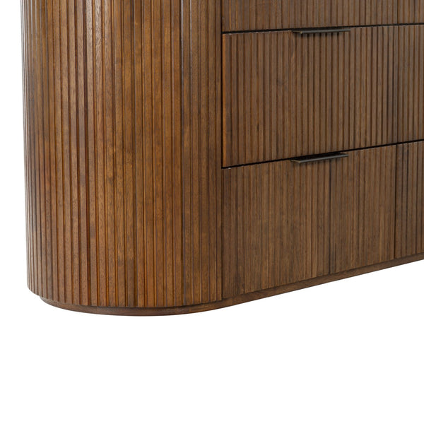 Rikki Fluted 6-Drawer Wood Dresser — Spacious Solid & Engineered Wood Storage With Textured Fronts
