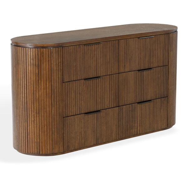 Rikki Fluted 6-Drawer Wood Dresser — Spacious Solid & Engineered Wood Storage With Textured Fronts