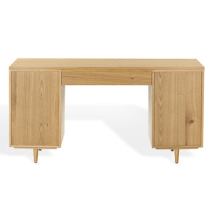 Safavieh Kristy Fluted Wood Desk In Natural Finish - Elegant, Tranquil Design For Your Workspace & Study Area Natural Wood Sfv4251a-2bx