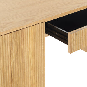 Safavieh Kristy Fluted Wood Desk In Natural Finish - Elegant, Tranquil Design For Your Workspace & Study Area Natural Wood Sfv4251a-2bx