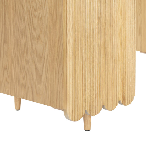 Safavieh Kristy Fluted Wood Desk In Natural Finish - Elegant, Tranquil Design For Your Workspace & Study Area Natural Wood Sfv4251a-2bx