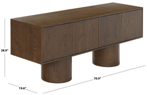 Safavieh Alberti Low Profile Walnut Grain Sideboard for Dining Room Modern Storage Walnut SFV4254A-2BX