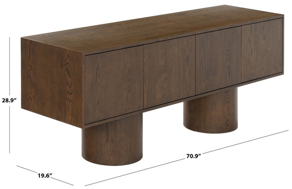 Safavieh Alberti Low Profile Walnut Grain Sideboard for Dining Room Modern Storage Walnut SFV4254A-2BX
