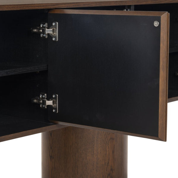 Safavieh Alberti Low Profile Walnut Grain Sideboard for Dining Room Modern Storage Walnut SFV4254A-2BX