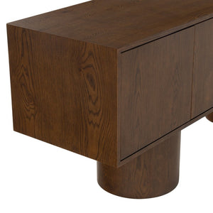 Safavieh Alberti Low Profile Walnut Grain Sideboard for Dining Room Modern Storage Walnut SFV4254A-2BX