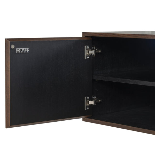 Safavieh Alberti Low Profile Walnut Grain Sideboard for Dining Room Modern Storage Walnut SFV4254A-2BX