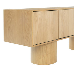 Safavieh Alberti Low Profile Walnut Grain Sideboard for Dining Room Modern Storage Natural SFV4254B-2BX