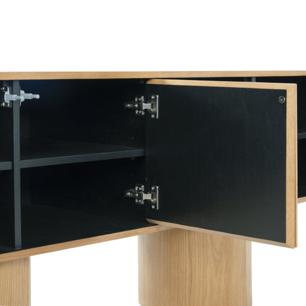 Safavieh Alberti Low Profile Walnut Grain Sideboard for Dining Room Modern Storage Natural SFV4254B-2BX