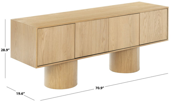 Safavieh Alberti Low Profile Walnut Grain Sideboard for Dining Room Modern Storage Natural SFV4254B-2BX