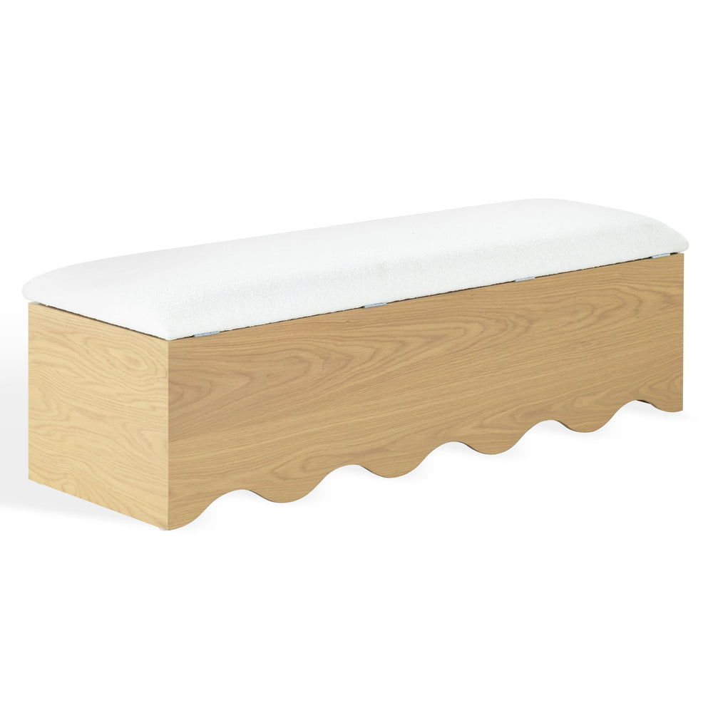 Safavieh Roseandrea Cushion Top Storage Bench - Stylish Wood & Fabric Design For Organized Living Spaces Natural ,White Wood ,Fabric ,Foam Sfv4255a