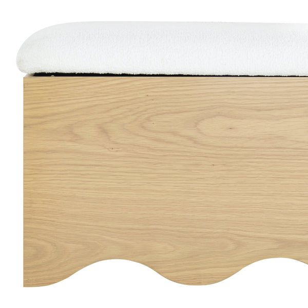 Safavieh Roseandrea Cushion Top Storage Bench - Stylish Wood & Fabric Design For Organized Living Spaces Natural ,White Wood ,Fabric ,Foam Sfv4255a
