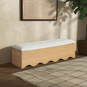 Safavieh ROSEANDREA Cushion Top Storage Bench - Stylish, Comfortable, and Functional Organizer for Any Space Natural / White SFV4255A