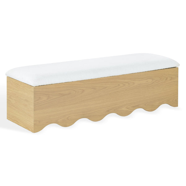 Safavieh Roseandrea Cushion Top Storage Bench - Stylish Wood & Fabric Design For Organized Living Spaces Natural ,White Wood ,Fabric ,Foam Sfv4255a