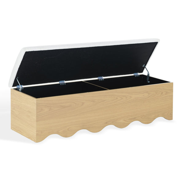 Safavieh Roseandrea Cushion Top Storage Bench - Stylish Wood & Fabric Design For Organized Living Spaces Natural ,White Wood ,Fabric ,Foam Sfv4255a