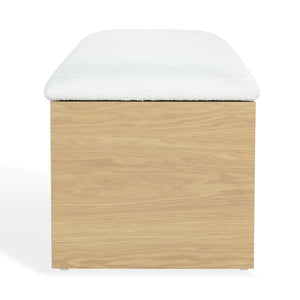Safavieh Roseandrea Cushion Top Storage Bench - Stylish Wood & Fabric Design For Organized Living Spaces Natural ,White Wood ,Fabric ,Foam Sfv4255a