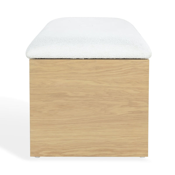 Safavieh Roseandrea Cushion Top Storage Bench - Stylish Wood & Fabric Design For Organized Living Spaces Natural ,White Wood ,Fabric ,Foam Sfv4255a