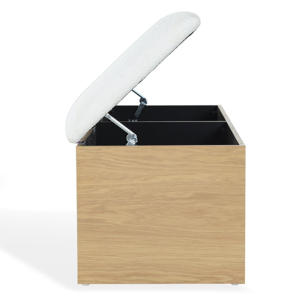 Safavieh Roseandrea Cushion Top Storage Bench - Stylish Wood & Fabric Design For Organized Living Spaces Natural ,White Wood ,Fabric ,Foam Sfv4255a