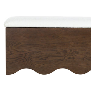 Safavieh Roseandrea Cushion Top Storage Bench - Stylish Wood & Fabric Design For Organized Living Spaces Walnut ,White Wood ,Fabric ,Foam Sfv4255b