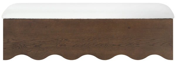 Safavieh Roseandrea Cushion Top Storage Bench - Stylish Wood & Fabric Design For Organized Living Spaces Walnut ,White Wood ,Fabric ,Foam Sfv4255b