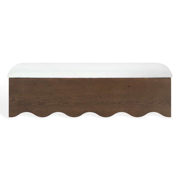 Safavieh Roseandrea Cushion Top Storage Bench - Stylish Wood & Fabric Design For Organized Living Spaces Walnut ,White Wood ,Fabric ,Foam Sfv4255b