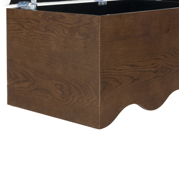 Safavieh Roseandrea Cushion Top Storage Bench - Stylish Wood & Fabric Design For Organized Living Spaces Walnut ,White Wood ,Fabric ,Foam Sfv4255b