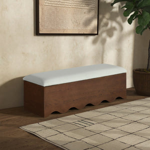 Safavieh ROSEANDREA Cushion Top Storage Bench - Stylish, Comfortable, and Functional Organizer for Any Space Walnut / White SFV4255B