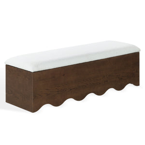 Safavieh Roseandrea Cushion Top Storage Bench - Stylish Wood & Fabric Design For Organized Living Spaces Walnut ,White Wood ,Fabric ,Foam Sfv4255b