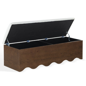 Safavieh Roseandrea Cushion Top Storage Bench - Stylish Wood & Fabric Design For Organized Living Spaces Walnut ,White Wood ,Fabric ,Foam Sfv4255b